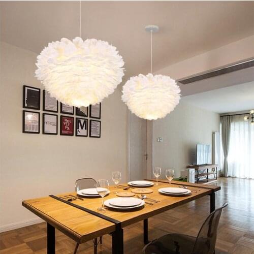 Nordic Feather Pendant Light Creative Decoration Feather Hanging Light For Bedroom Childrens Room Living Room Indoor Lamp Fixtu