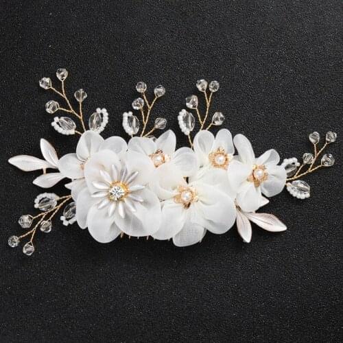Bridal hair comb crepe flower bride hair comb European and American bride wedding dress hair accessories wedding jewelry
