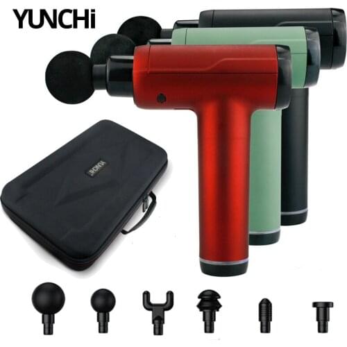 Therapy Massage Gun Muscle Pain Relief Massage Tissuce Recovery 6 Massage Heads LED Touch Screen 20 Levels Speed EVA Case