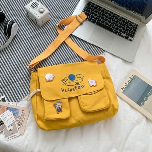 Women Print Shoulder Bag Canvas Bag Multiple Pockets Messenger Bags Girls Crossbody Bags