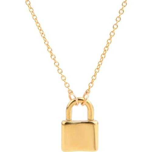 Goth PadLock Stainless Steel Necklace Gold Color Charm Dainty Gifts Fashion Minimalist Choker Pendant For Women