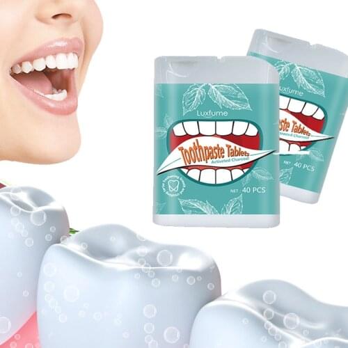 40 Tablets/box Toothpaste Tablets Natural Activated Charcoal Toothpaste Fresh Breath Removal Stains Smoke Stains