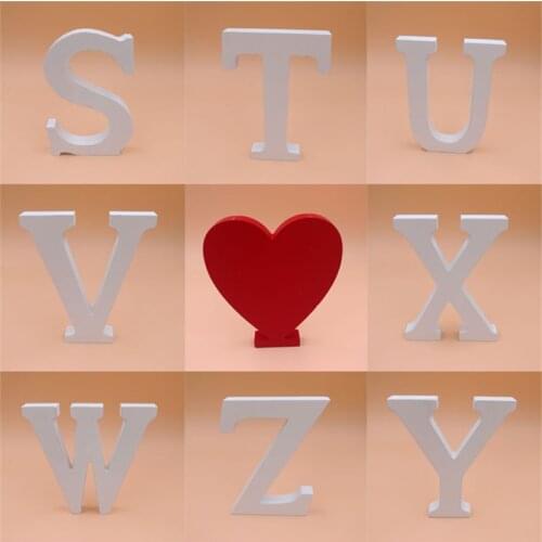 1pc 15x13.5CM White Wooden Letter English Alphabet DIY Personalised Name Design Art Craft Free Standing Heart Wedding Home Decor