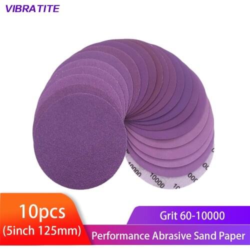 10pcs 5Inch Purple Wet Dry Sanding Discs 60-10000 High Performance Abrasive Sand Paper for Wood Finishing Metal Auto Polishing