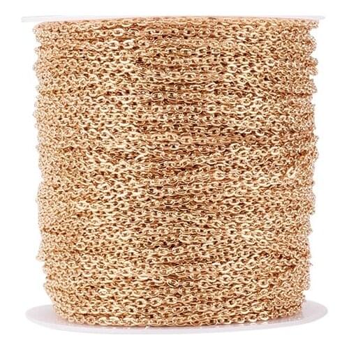 100m/roll 3x2x0.5mm Iron Cable Chains Link Chain Unwelded Light Gold Color for Jewelry Making DIY Bracelet Necklace Handmade