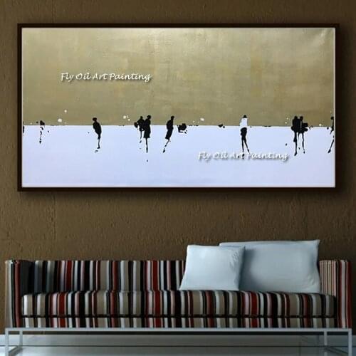 100% Hand Painted Modern Abstract Oil Painting On Canvas Gold Foil Pop Art Wall Picture For Living Room Home Decoration Gift
