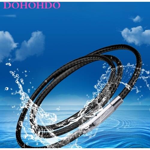 2mm 3mm Leather Necklaces Chokers Rope Chain For Women Men Silver Color Stainless Steel Magnetic Clasp For DIY Necklace Jewelry