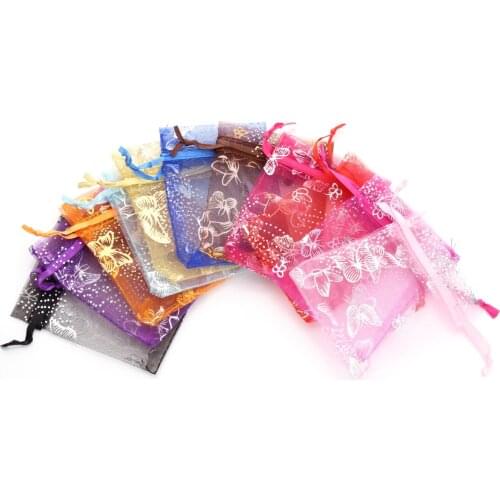 25pcs/set 7x9cm/9x12cm Gold White Snow Jewelry Organza Bag Gift Bags & Pouches Mixed Colors Drawable Silk Bags Wedding Christmas