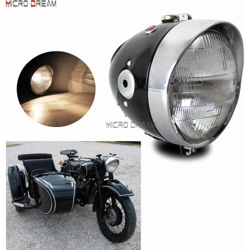 7'' Retro Motorcycle Halogen Headlight Dnepr Ural Sidecar Front Head Lamp For KS750 K750 BMW M72/R12/R75/R51/R66 Wehrmacht BW40
