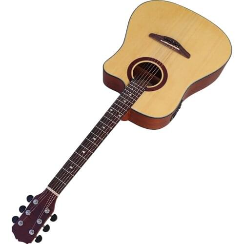 Dao wood top cutway acoustic electric guitar 41 inch 6 string A-shaped folk guitarra with EQ tuner function