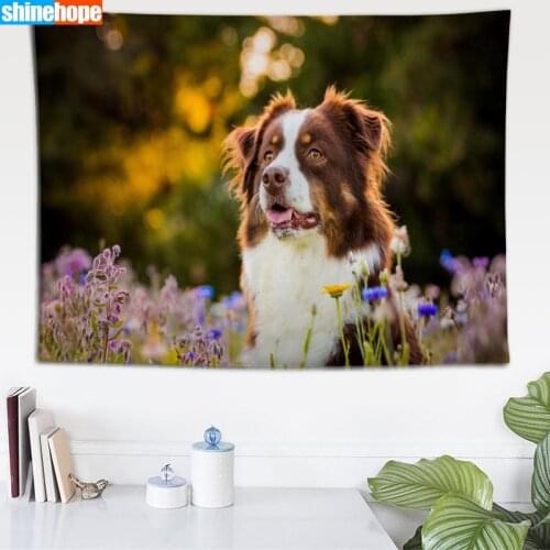 Australian Shepherd Tapestry Dog Wall Hanging Wall Tapestry Psychedelic Farmhouse Decor Dorm Room Wall Carpet Wall Blanket
