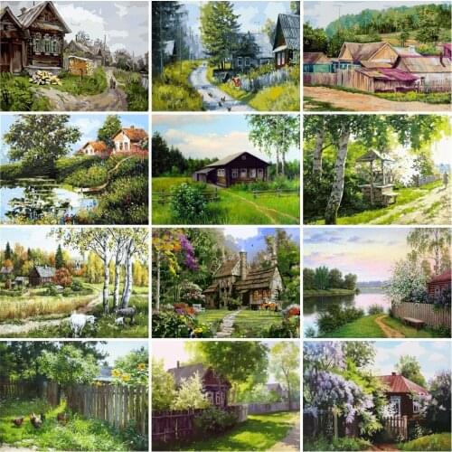 AZQSD Paint By Numbers For Adults House Oil Painting Art Draw By Number On Canvas Cartoon Hand Paint Kit Canvas Unframed