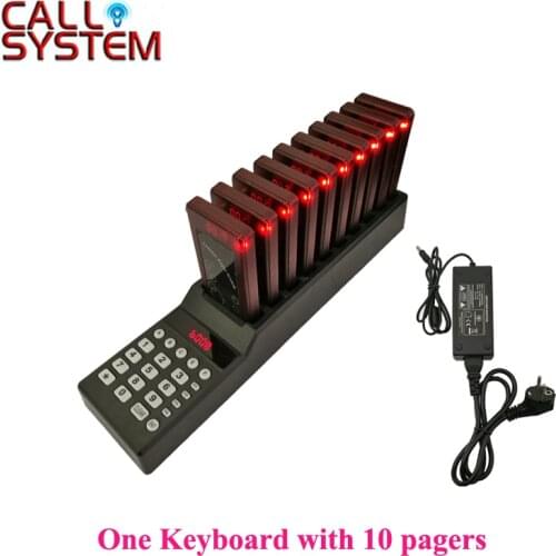 Wireless Paging Queuing System 10 Call Coaster Pager+1 Transmitter Restaurant Pager