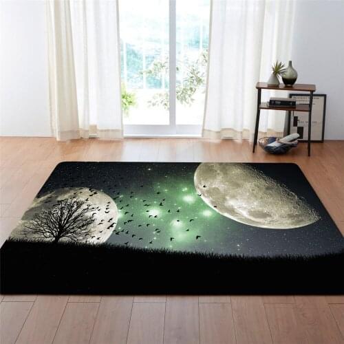 European and American 3D Cosmic Moon Decoration Large Carpet Living Room Area Floor Soft Fluffy Carpet