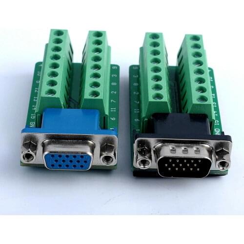 D-SUB DB15 Adapter VGA 3Row 15Pin To Terminal Breakout Board Connector BT