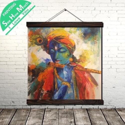 Pin on Krishna Art Scroll Painting Canvas Vintage Poster and Prints Wall Art Picture Living Room Bedroom Farmhouse Decoration
