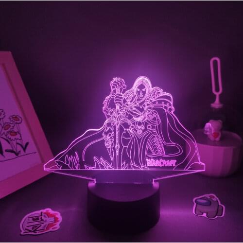 Game World of Warcraft The Lich King Lamps 3D Led RGB Night Lights Cool Gift For Friends Bed Room Table Colorful Neon Decoration