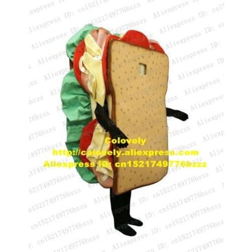 Delicate Sandwhich Sarnie Hamburger Burger Bun HAM Mascot Costume Food With Green Vegetable Yellow Butter No.4507 Free Ship