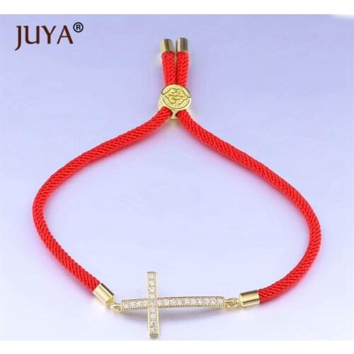 Jesus Christian Womens Mens Horizontal Sideways Cross Bracelets Religious Trendy Black Red Rope Chain Bracelet Lucky gift