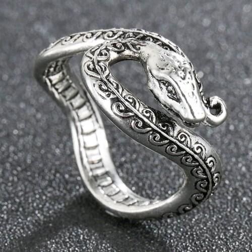 Ancient Animal Style Snake Rings Personality Stereoscopic Retro Opening Size Adjustable Ring Fashion Jewelry Party Gift Hot Sale