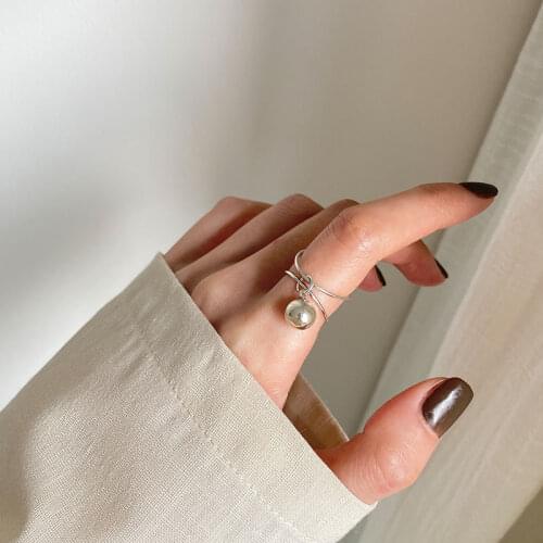 100% 925 Sterling Silver Ball Rings For Women Jewelry, Minimalist Double Layer Ring Silver 925 Bijoux Female Accessories