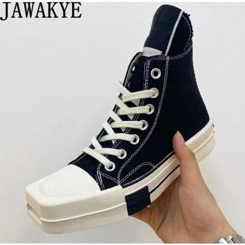 High-help Lace-up Sneakers for Women Flat Shoes Square Toe Breathable Casual Walking Shoes Autumn Winter Sports Run Shoes Mujer