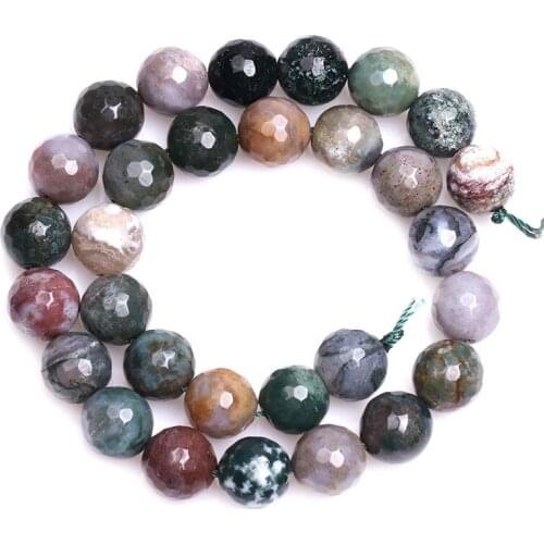 4-14mm Round Faceted Green Indian Agates Beads For Jewelry Making Beads Bracelets 15'' Needlework DIY Beads Trinket Gift