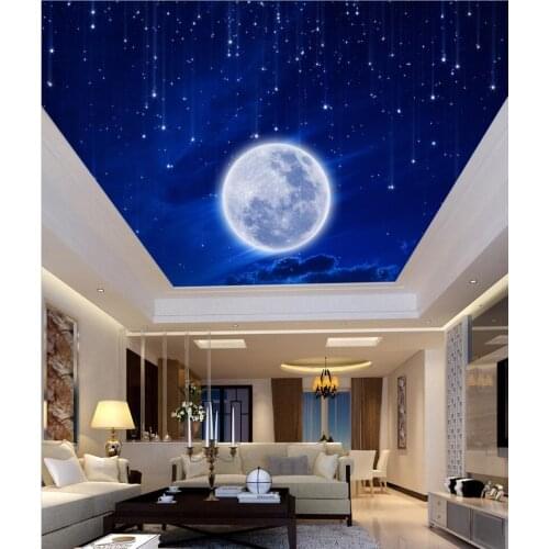 Dream star Moon White Cloud Living Room blue ceiling 3d ceiling murals wallpaper