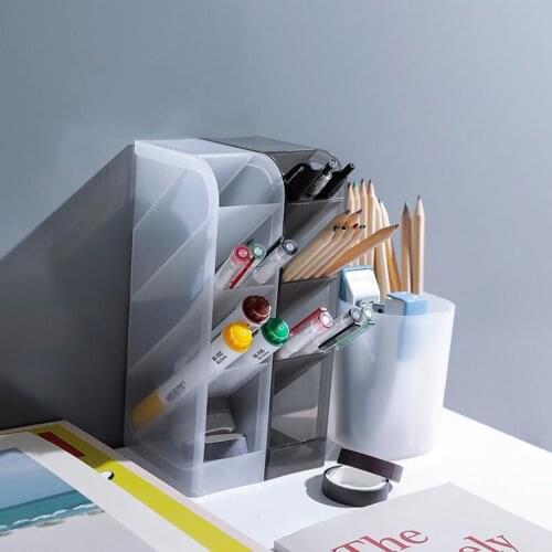 Multifunctional Storage Tube Desktop Storage Box Frosted Pen Holder Home Pencil Office School Stationery Storage Box