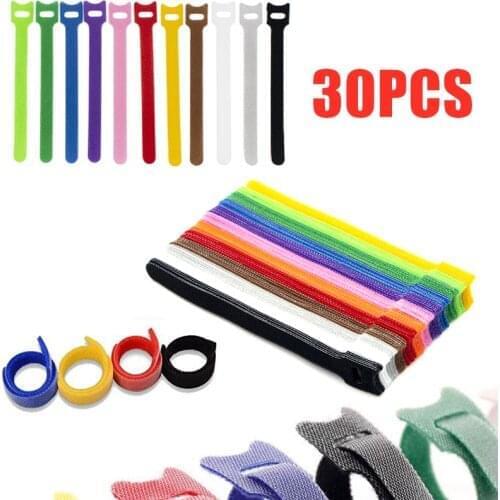 30PCS Reusable ties Hook and loop fastener Tape Colorful Nylon velcros Cable Ties velcros Strap Wire Organizer Cord Protector