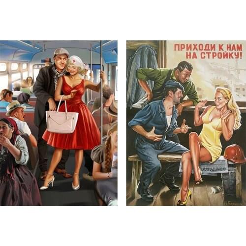 Three Ratels USSR CCCP Vintage Soviet Russian Pin Up Beauty sexy Girls Poster Painting DIY car Wall Paper sticker decal