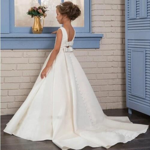 Stain Flower Girl Dress for Weddings Fancy Pearls A Line Kids Evening Pageant Gowns Beads First Communion Dresses For Girls