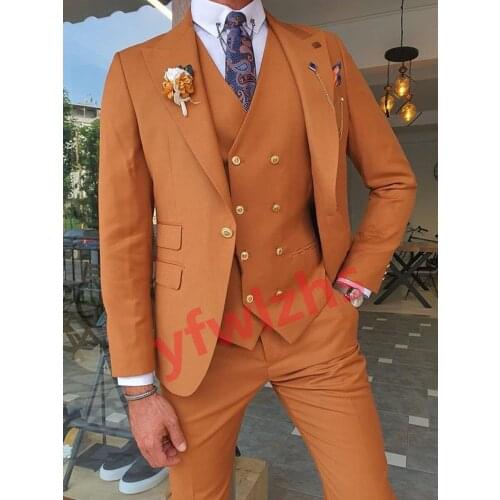 New Arrival One Button Groomsmen Peak Lapel Groom Tuxedos Men Suits Wedding/Prom Best Blazer ( Jacket+Pants+Vest+Tie) C274