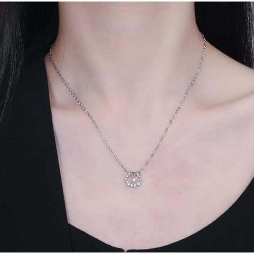 925 Sterling Silver Necklace Jewelry For Women 2021 Cubic Zirconia Circle Chain New Fashion Choker Round Pendant