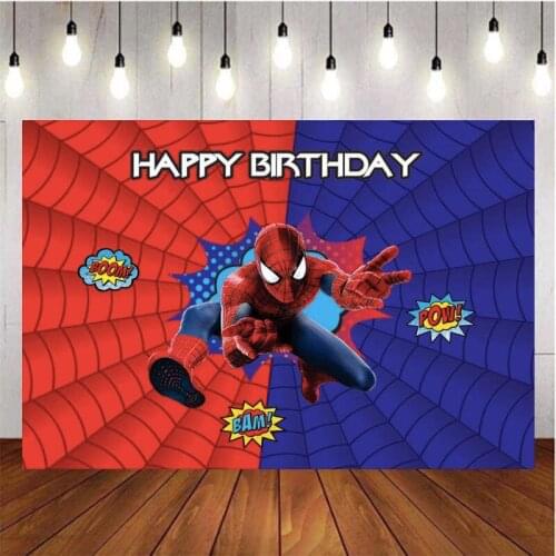 Customize Cartoon Hero Photography Background Backdrop Spider Baby Children Birthday Party Decoration Tapestry Photo Studio