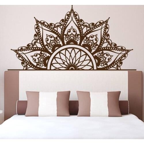 Half Mandala Headboard Wall Decal Bedroom Living Room Home Art Decoration Vinyl Wall Sticker Romantic Style Removable Mural S824