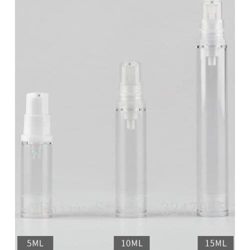 5ml10ml15ml 10/30/50pcs Empty Clear Cosmetic Duckbill Airless Lotion Pump Bottle, DIY White/Clear Emulsion Pump Head Cap Package