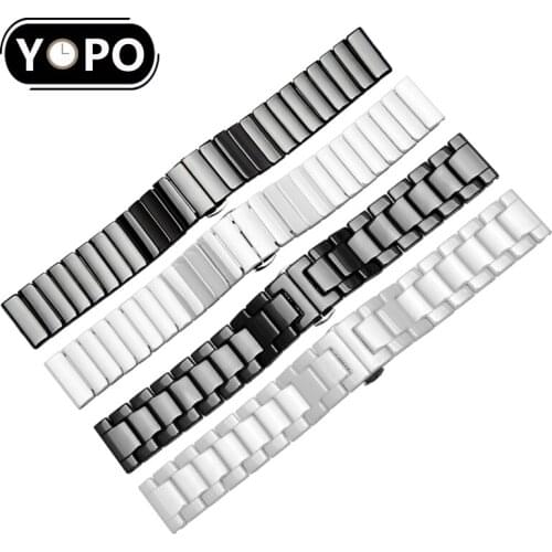 20mm 22mm Pearl ceramic watch band replacement strap For xiaomi Huami strap Amazfit GTS/GTR 42mm 47mm/Bip watchbands