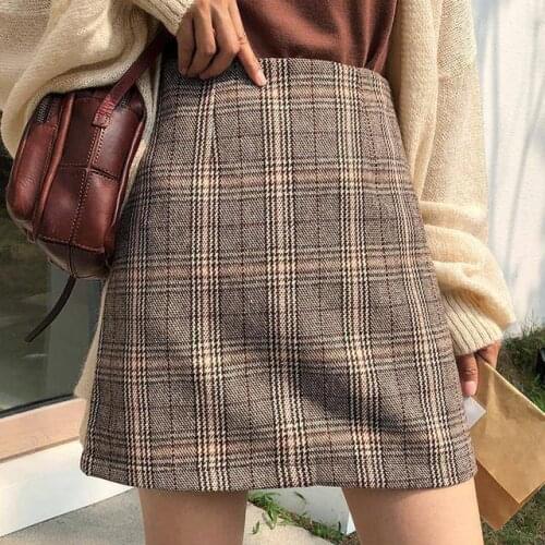 Retro Plaid Skirt Autumn and Winter 2020 New Slimming Sheath Dress