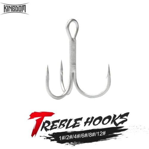 Kingdom Fishing Hooks High Carbon Steel Treble Hooks 1# 2# 4# 6# 8# 10# 12# Bait Carp Tackles Accessories Jig Sea Hook 6Pcs/bag