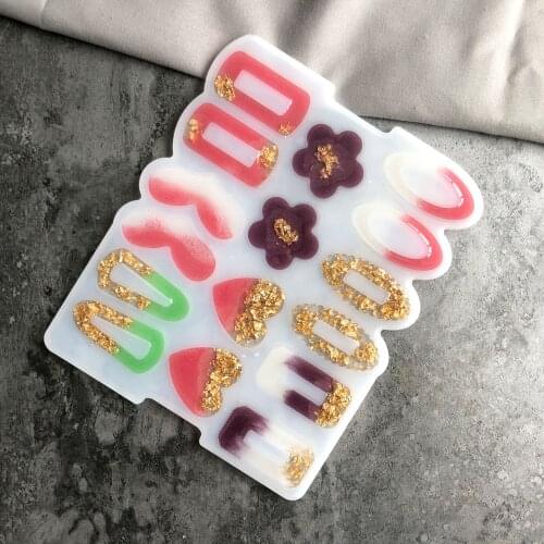 DIY Epoxy Resin Combination Hairpin Silicone Mold Love Oval Geometric Hairpin Decoration Hairpin Shape Silicone Mold