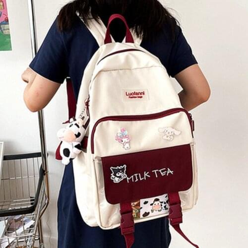Contrasting color school bag female backpack cute Harajuku grade four, five and six elementary school junior high school bags