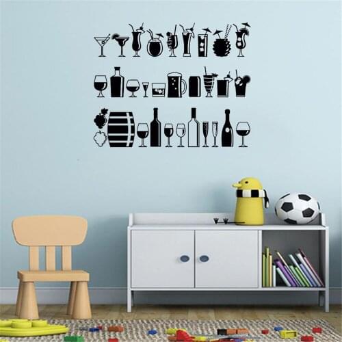 Modern Wine Theme Wall Sticker Winery Decor Home Removable Decal Glass Bar Beverage Store Vinyl Art Mural ZW207