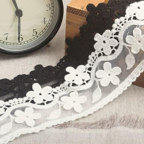 High quality 6cm white flower lace embroidery garment accessories cotton lace diy