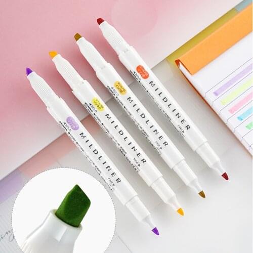 Japan Zebra Zebra highlighter WKT7 highlighter note number pen light wash double end marker Mildliner student stationery double