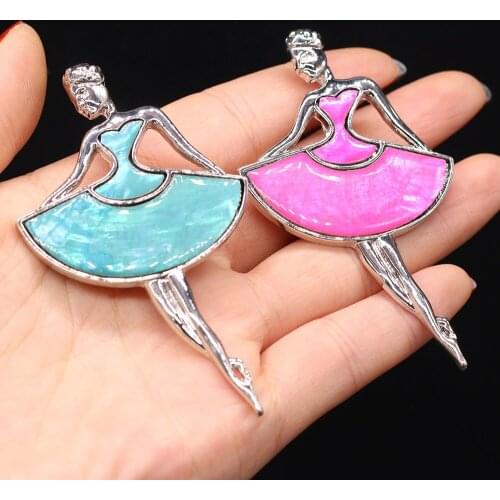 Womens Brooch Natural Shell Ballet Girl For Jewelry Making DIY Necklace Pendant Clothes Shirts Accessory