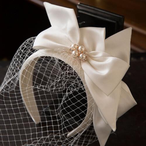 Fascinator Hat White Pearls With Veils For Women Party Cocktail Wedding Church Headpiece kentucky Headwear Hair Accessories