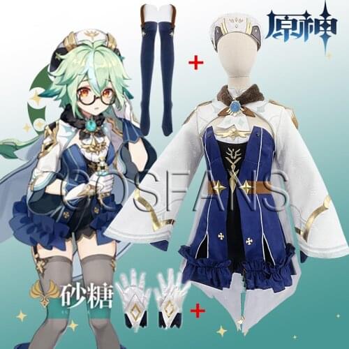 Game Genshin Impact Harmless sweetness SUCROSE Cosplay Costume Women Cute Dress Top Pants Halloween Carnival Uniform Custom Made