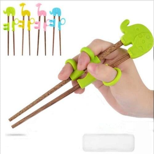 1set Children Chopsticks For Kids Baby Wooden Cartoon Learning Reusable Straw Training Chopsticks Home Baby Products Random