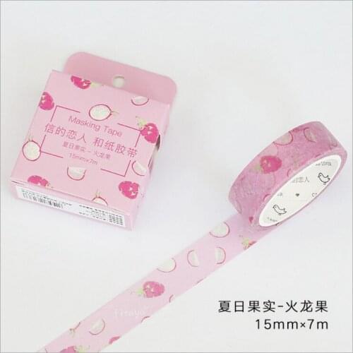 15mm Wide Four Seasons Summer Succulent Dragon Fruit Decoration Washi Tape DIY Planner Diary Scrapbook Sticker Masking Tape